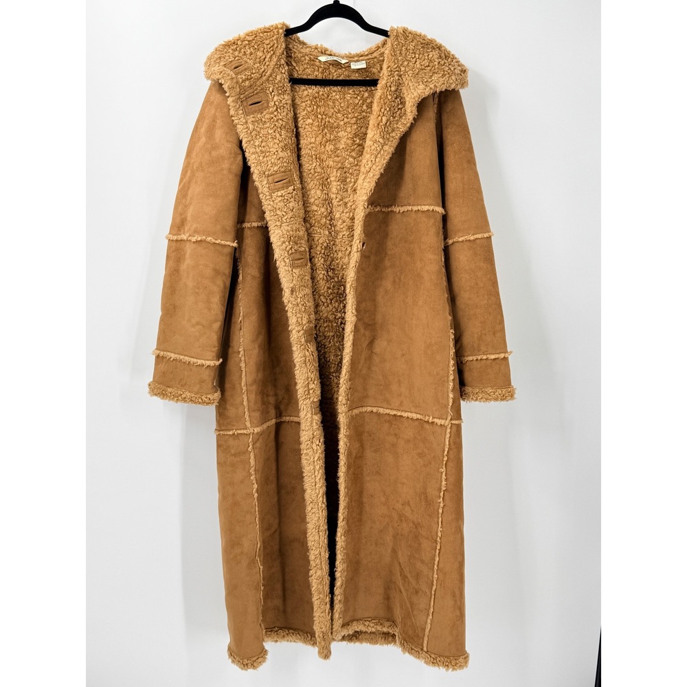 Vtg Y2K 90s Penny Lane Coat Womens M Boho Faux Suede Sherpa Long Maxi